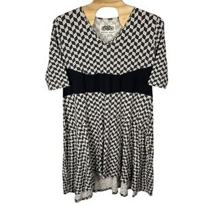 Effie's Heart Dauphine Dress Black Cream Print Fit & Flare Stretch Womens 4X